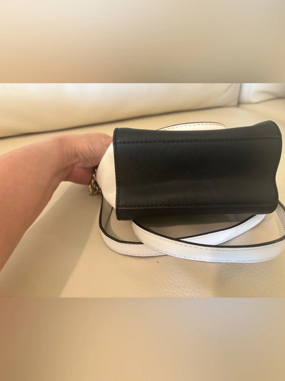 kate spade Black and White Mini Satchel with Gold Chain